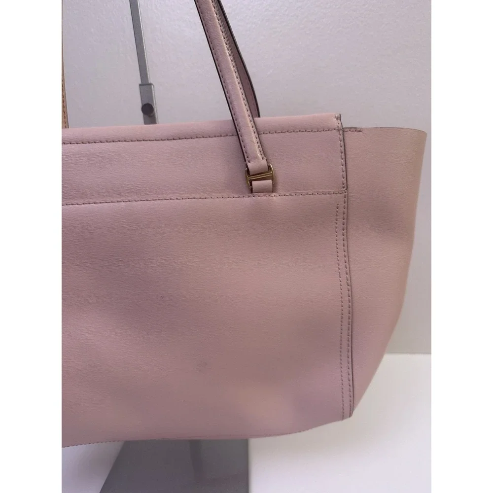 Tory Burch Parker Tote Pink Leather Bag Purse Classic Preppy Zip Top‎
